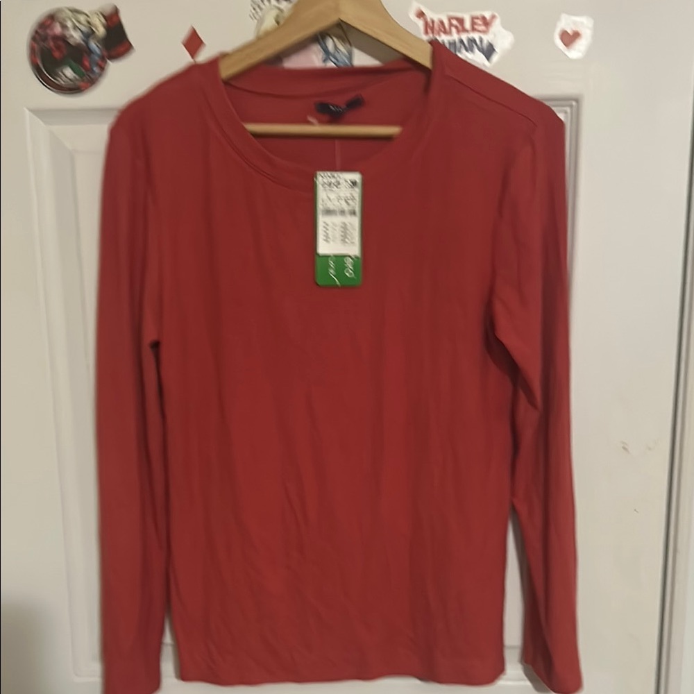Fitted Rust Long Sleeve T-Shirt